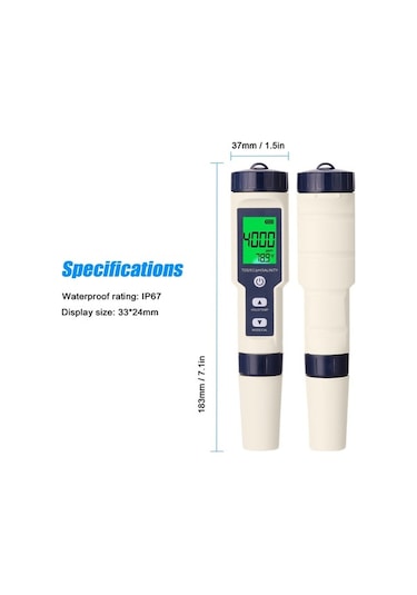 Maoyaya Profesyonel Su Kalite Dijital Test Cihazı Ph/ec/tds/tuzluluk/termometre