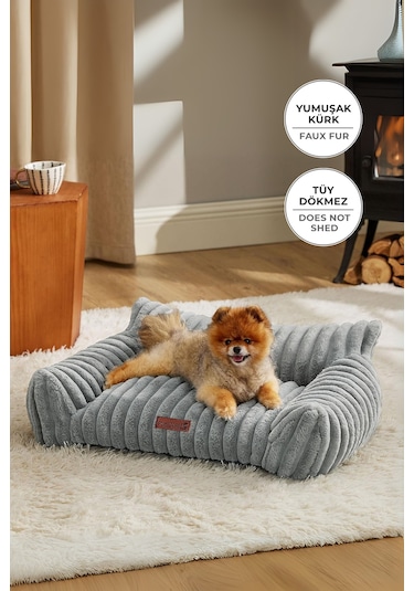 Kürk Peluş Kedi Köpek Yatağı Luna Yıkanabilir
