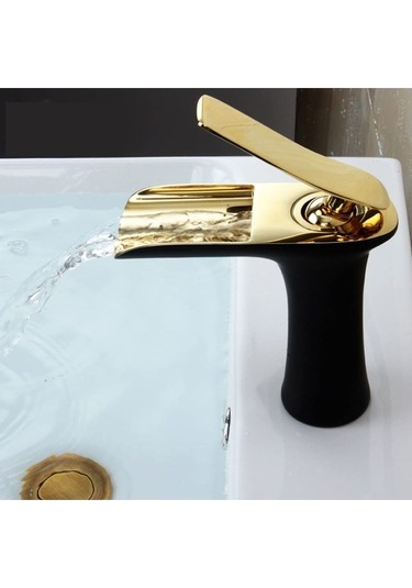 Lpd Lider Siyah Gold Şelale Lavabo Bataryası Gold