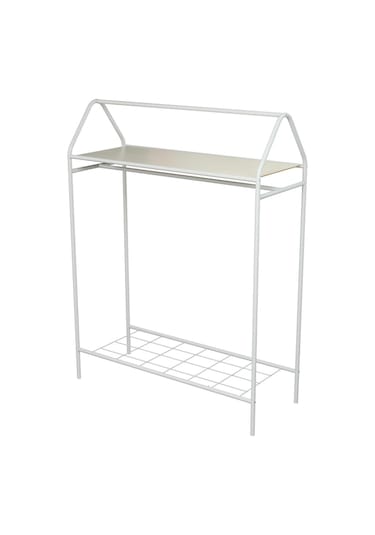 Home Hanger Beyaz Konfeksiyon Askısı Raflı Butik Askı Konsept Askılık Beyaz