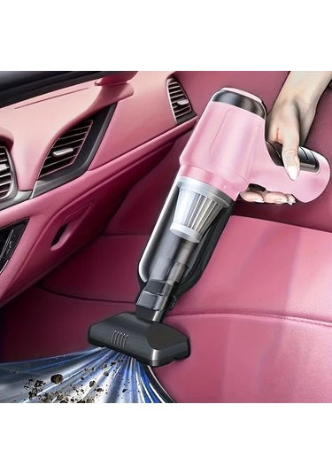 Fochsia 1 Adet Pembe Taşınabilir El Tipi Şarjlı Elektrikli Süpürge Üfleyici Ve Emici Aksesuarlı Araç Ev Ofis