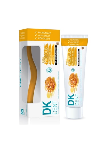 Dermokil DK Dent Propolis Özlü Doğal Diş Macunu 75 ML + Diş Fırçası Sarı