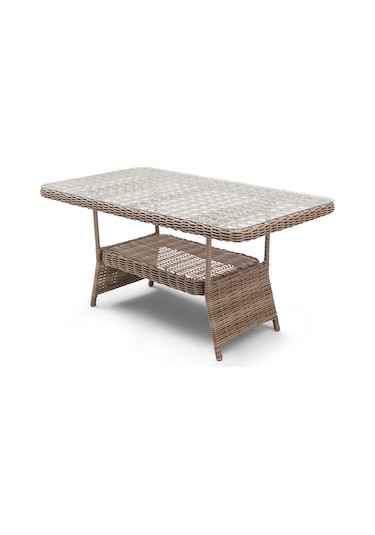 Alaska Oturma Grubu Bahçe ve Balkon Mobilyası Takımı (3+1+1+Masa+2 Puf)-Kahve Kahverengi