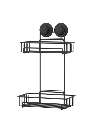 Vakumlu Banyo Rafı Şampuanlık 2 Katlı Siyah S242 Siyah