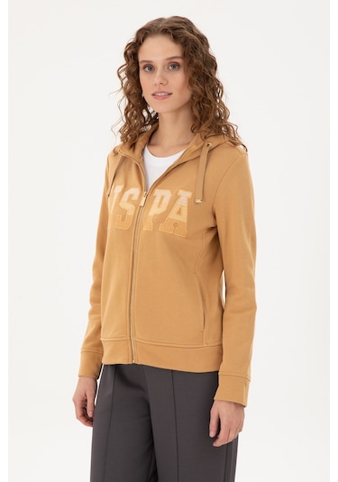 U.S. Polo Assn. Kadın Camel Basic Kapüşonlu Sweatshirt 50289540-VR015