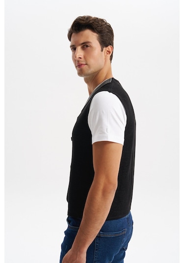 Arma Erkek Slim Fit Örme Likralı Pike Yelek Kısa Kollu, %90 Akrilik %10 Wool K0yyo0857 Siyah Arma Erkek Slim Fit Örme Likralı Pike Yelek Kısa Kollu, %90 Akrilik %10 Wool K0yyo0857 Siyah