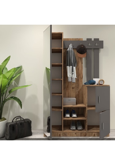 Robin Home Lenka Vestiyer Portmanto Ayakkabılık Çam-gri