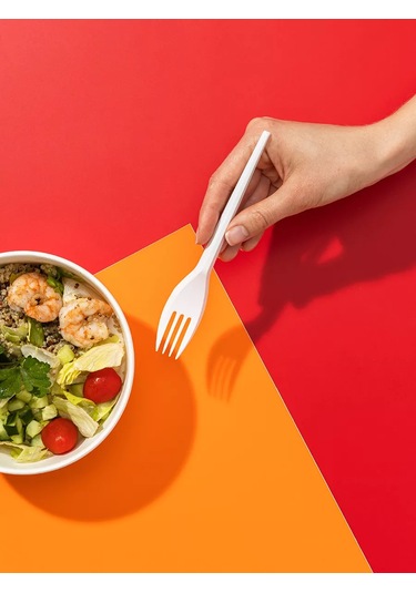 Komus Tek Kullanımlık, Plastik, 100 Adet, Beyaz Çatal 50512608 100 adet