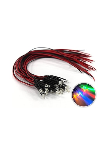 12V 3mm 0,22mm 15cm Şeffaf Kablolu Led Günışığı