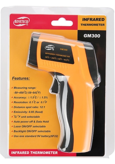 Benetech Gm300 Kızılötesi Termometre, Sıcaklık Aralığı: -50 - 450 Santigrat Derece