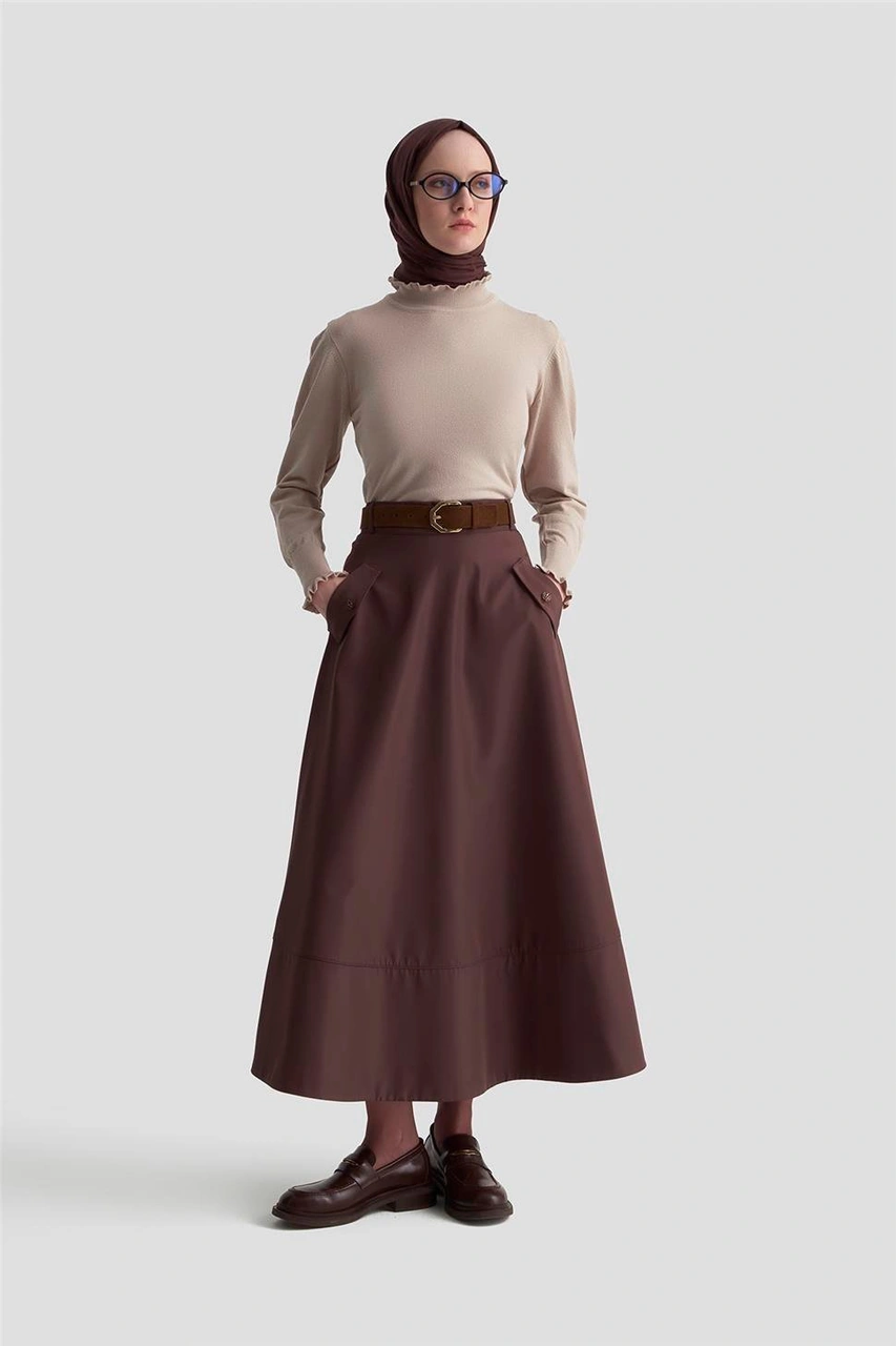 Armine Fırfır Detaylı Kazak 25kd7007 Taş Ekru