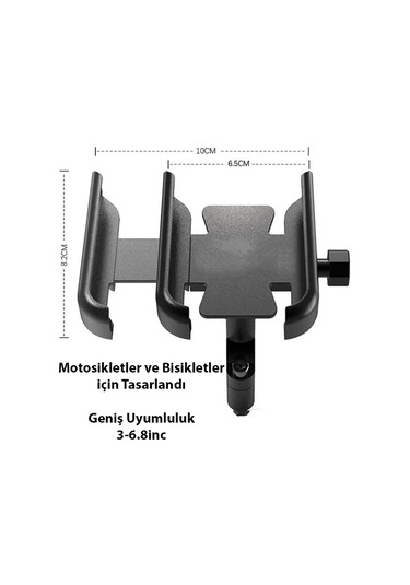 Ally Alüminyum Alaşım Bisiklet Motorsiklet Gidon Telefon Tutucu Siyah