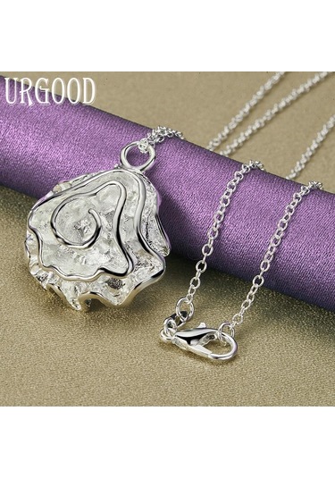 925 Ayar Gümüş Gül Kolye Kolye Moda Takı