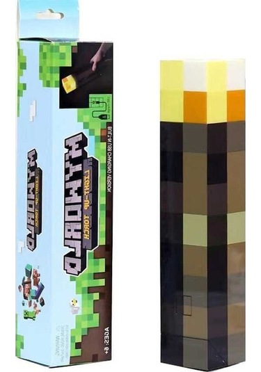 Maoyaya Minecraft Lambası: Şarj Ed., Sesli, El İle Sallan., Çocuklar İçin Parlak Sarı Sarı