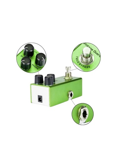 Novahub Alüminyum Gitar Overdrive Pedalı Vintage True Bypass 9.1x3.2cm Yeşil