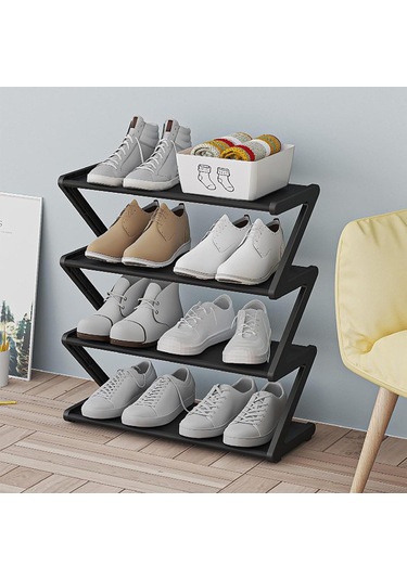 Beyaz 4 Katlı Paslanmaz Çelik Ayakkabılık Düzenleyici, Çelik Borulu Bağımsız Aya Dolabı Çok Fonksiyonlu Giriş Ayakkabılık 56797921 Beyaz