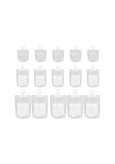 Dofolink Seyahat İçin Taşınabilir 3 Kapasite 30ml+50ml+100ml Mat Emülsiyon/şampuan Poşeti, Dökülme Engeli, Flipli Kapağı, 15 Adet Paket Diğer