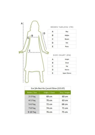 Ece Şile Bezi Kız Çocuk Elbise Petrol Ptrl