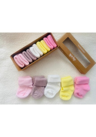 Kız Bebe Yenidoğan Kutulu 5'li Çorap 1309s Sarı