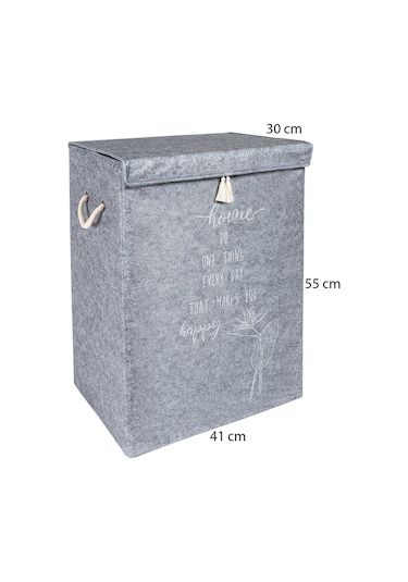 Keçe Kapaklı Çok Amaçlı Mega Kutu Gri 55x41x30 Cm Gri