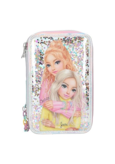 Top Model 3 Katlı Kalem Kutusu- Konfeti Motifli Çok Renkli