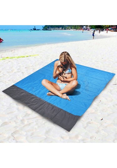 Monyee Müçerred Suya Ve Yırtılmaya Dayanıklı 2x2.1m Mavi-gri Plaj Battaniyesi, Güneşlik, Çadır Battanıklı Olarak Kullanılabilir, Taşınabilir Çanta Ve 4 Tırnak İçerir Çok Renkli