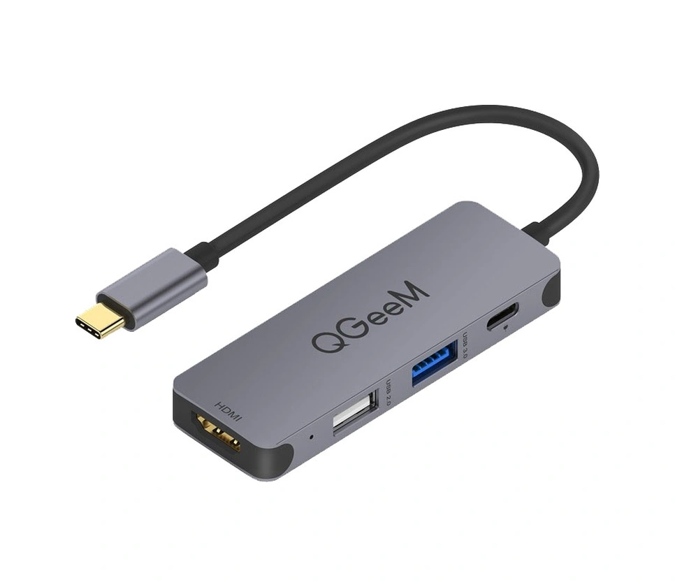 Sones Qgeem Uh04-1 4'ü 1 Arada Usb 3.0 Çok İşlevli Tip-c Uzatma Hub Adaptörü Gümüş Gri