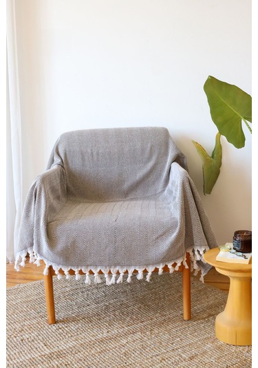 Kahverengi Pamuklu Tekli Koltuk Berjer Örtüsü, Şalı 150x170cm Kahve