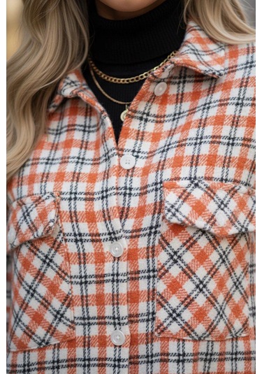 Çift Cepli Oduncu Gömlek Turuncu Turuncu