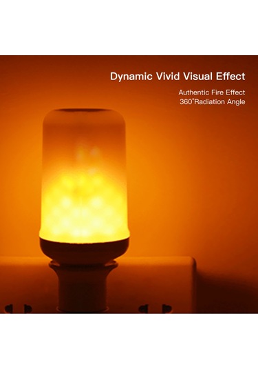 Dianziye Led Alev Ampulü, E26, Dinamik Alev Ve Sürekli Aydınlatma Modları, 99 Led Işık Kaynağı, 35.000 Saat Ömür, Dekoratif Kullanım