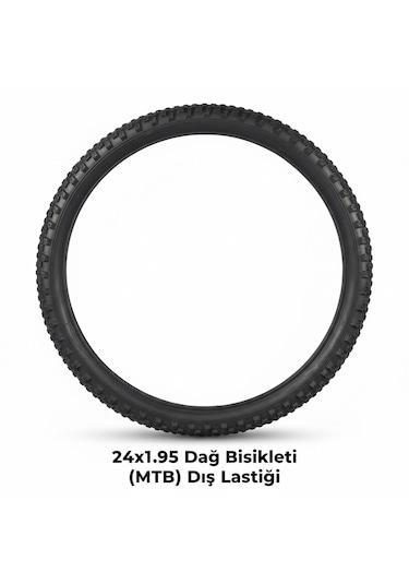 24 Jant Dış Lastik - 24x1.95 Mtb Dağ Bisikleti Dişli Dış Lastik - 1 Adet