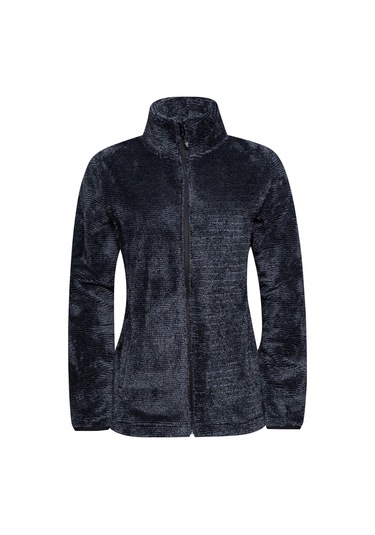 2As Sofia Kadın Tam Fermuarlı Çizgili Polar Siyah