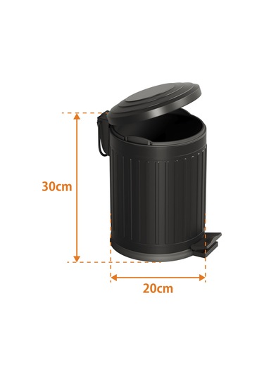 Aqua Bagno Midas Çöp Kovası -pedallı 5 Lt. , Mat Siyah Siyah