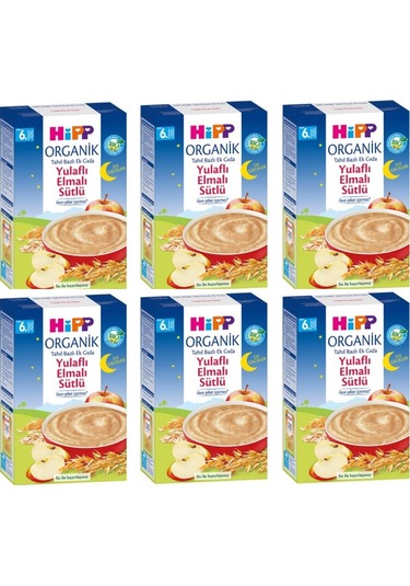 Hipp Organik İyi Geceler Yulaflı Elmalı Sütlü 6+ Ay Kaşık Maması 6 x 250 G