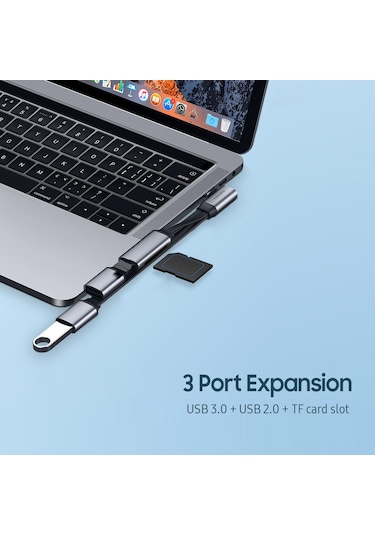 Konesam Type-c Çevirici Hub: Usb 3.0 + 2x Usb 2.0, 4-üç-1 Bölücü, Telefon/laptop/ipad Uyumlu, Alüminyum-abs, Gri