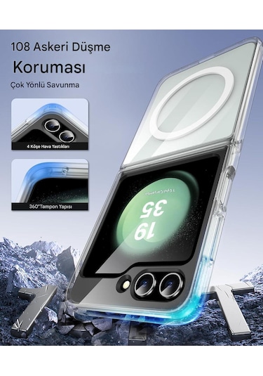 Samsung Uyumlu Z Flip 5 Şeffaf Magsafe Kılıf Safe Şeffaf