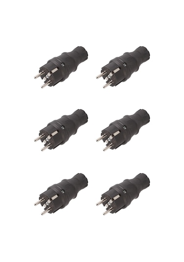 Mutlusan 1X16 Monofaze Topraklı Erkek Düz Fiş- 6'lı Paket