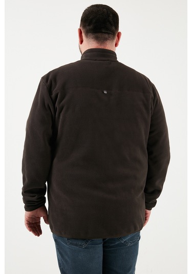 Buratti  Regular Fit Anti-Pilling Büyük Beden Dik Yaka Kışlık Şardonlu Erkek Polar 5906001B Antrasit