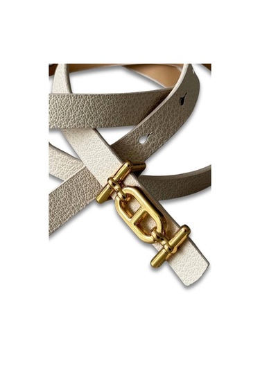 Vos Versa İnce Gold Tokalı Siyah İnce Kadın Kemeri Vosdk0212101 Beyaz