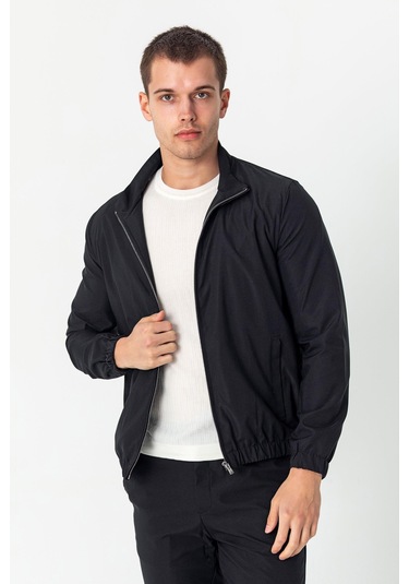 Erkek Rahat Kesim Beli Lastili İçi Astarlı Klasik Baharlık Mont Siyah
