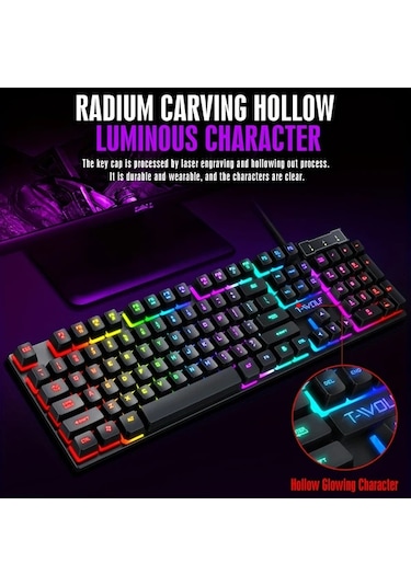 Techbloom Tf200 Ultra Ince Kablolu Klavye Ve Fare Kombosu Usb Tak Laptop Masaustu 104 Tus Rgb Aydinlatmali Ps4 Xbox Pc Mac Oyun Klavye Fare Seti Diğer