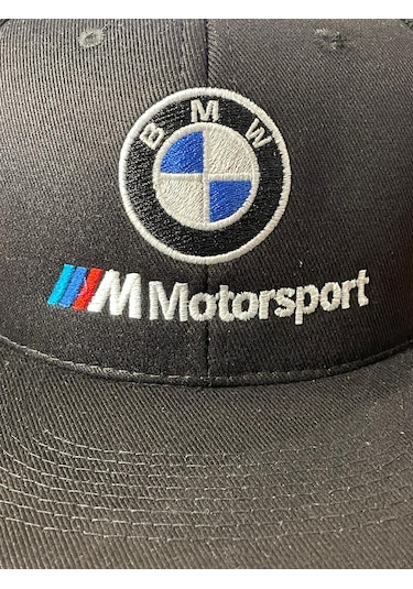 Hamze Bmw Motorsport Nakışlı Siyah Hip Hop Snapback Rapper Basket Şapka Siyah