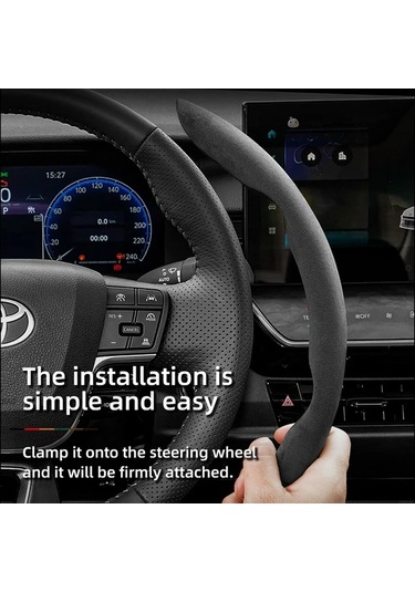 Chuangyinshop Kışlık Polar Direksiyon Kılıfı Yeşil Kaymaz İnce 2 Parça Rav4 Camry Corolla Yeşil