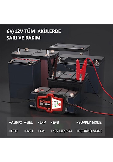 Kobb Kbs2a 6v/12v 60ah Akıllı Akü Şarj Ve Akü Bakım / Desülfatör