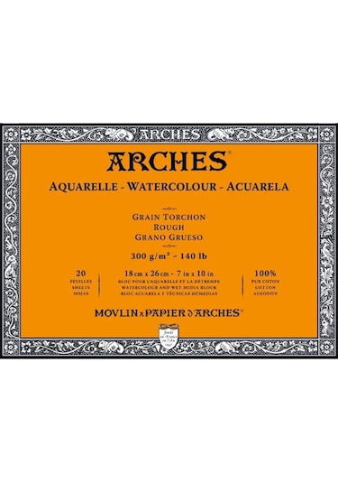 Arches Suluboya Blok Defter - Kalın Doku - 300Gr. 18X26Cm - 20 Yp