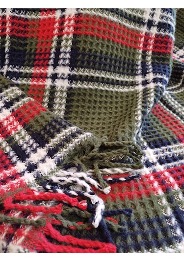 Skoç Battaniye Tek Kişili Kırmız-yeşil Skoç Battaniye