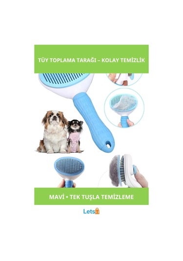 Otomatik Temizlenen Kedi Köpek Tüy Tarama Fırçası Mavi