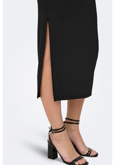 Onlea S/l Long Slıt Dress Jrs Siyah Cok Renklı