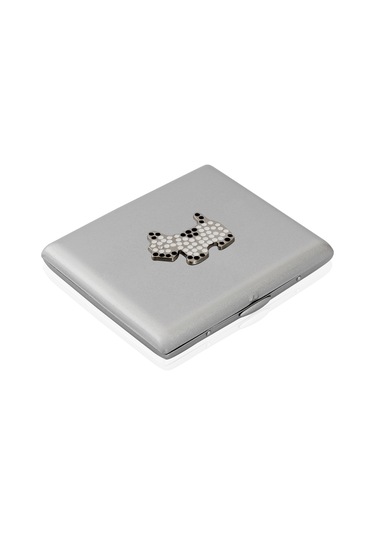 Zekupp Gümüş Gri Sevimli Köpek Temalı Metal Sigara Tabakası N11.2771