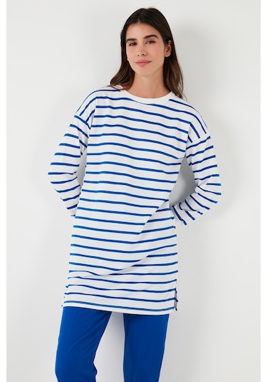 Lela Modest Çizgili Pamuklu Regular Fit Bisiklet Yaka Bayan Tunik 5865784 Saks Lela Modest Çizgili Pamuklu Regular Fit Bisiklet Yaka Bayan Tunik 5865784 Saks